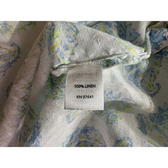 J Jill Love Linen Shirt Womens XL Blue Green Paisley Print Long Sleeve Button Up - Picture 7 of 8
